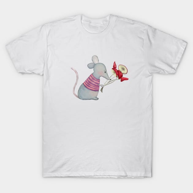 Mouse with Mushrooms T-Shirt by DaceK